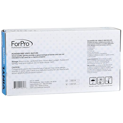 ForPro Disposable Vinyl Gloves, Clear, Industrial Grade, Powder-Free, Latex-Free, Non-Sterile, Food Safe, 2.75 Mil. Palm, 3.9 Mil. Fingers, Medium, 100-Count