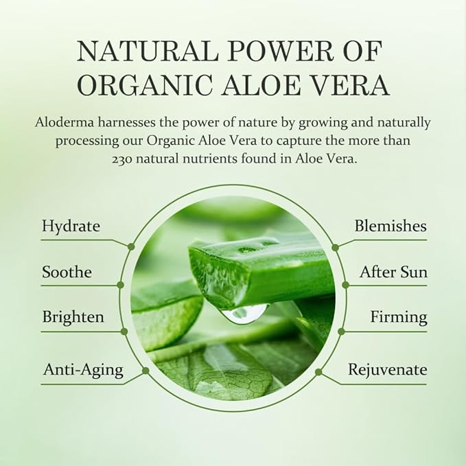 Aloderma 99% Organic Aloe Vera Gel Made within 12 Hours of Harvest, Easy Travel Size Tube for Body, Face, & Scalp, Cooling & Soothing Support for Skin & Sunburn, Hydrating Aloe Gel, 1.5oz - 2ct