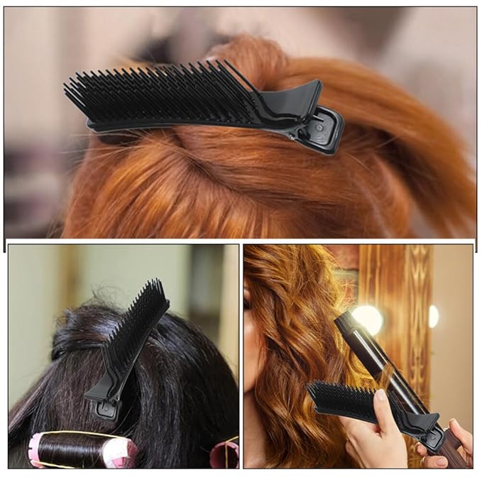 NOLITOY 4Pcs Hair Sectioning Grip Clips, Professional Parting Comb Clips Hair Styling Tools for Cutting Coloring Dying Salon