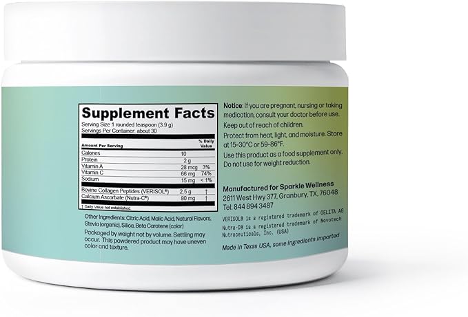 Sparkle Wellness VERISOL Bioactive Hydrolyzed Collagen Peptides | Collagen Powder Supplement with Vitamin C for Skin, Hair & Nail Health | Skin Boost (Tropical) [30-Serves]