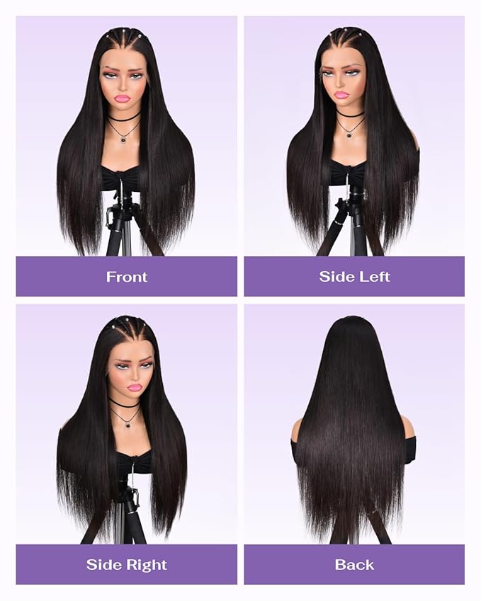 SKINLIKE Real HD Lace Wig 13x6 Full Frontal HD Lace Front Wigs Human Hair Pre Plucked Bleached Knots 180% Density 0.10mm Ultra-thin Invisible Lace Straight Human Hair Wigs For Women 20 Inch