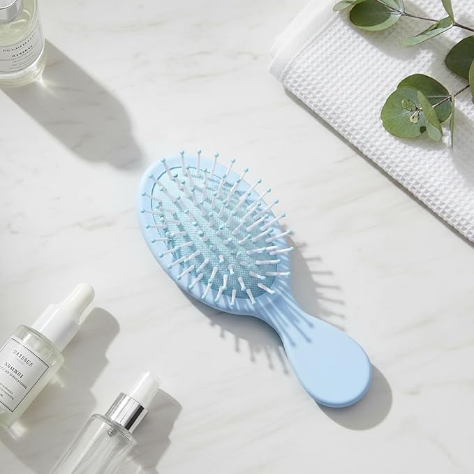 8 Pcs Blue Mini Hair Brush Bulk for Bridesmaid Proposal Gifts, Mini Wet Brush Bulk for Wet & Dry Hair Stocking Stuffers for Women, Travel Brushes Teen Stocking Stuffers for Bridal Party Gifts