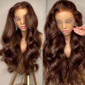 Chocolate Brown Lace Front Wigs Human Hair with Baby Hair 200 Density 13x4 Body Wave Lace Frontal Wigs Pre Plucked Hairline 4# Brown Wig 32 Inch