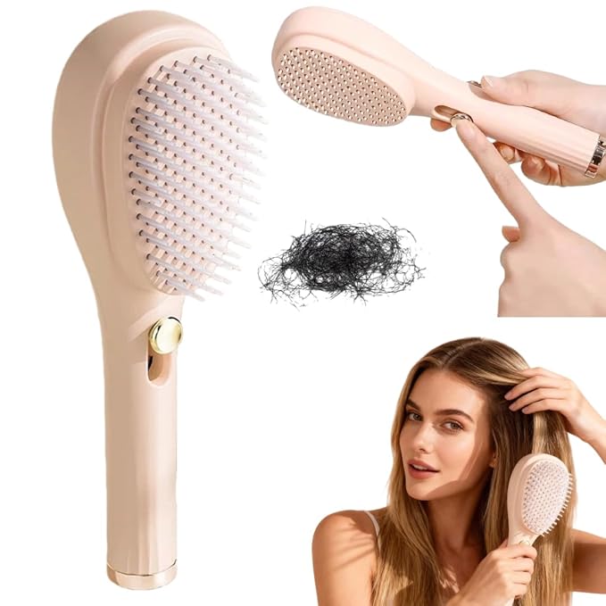 Self Cleaning Hair brush Retractable Hair Brush For women, Airbag Massage Combs for Thick Hair Long Hair, Larger Paddle Detangles Thick/Curly Hairs
