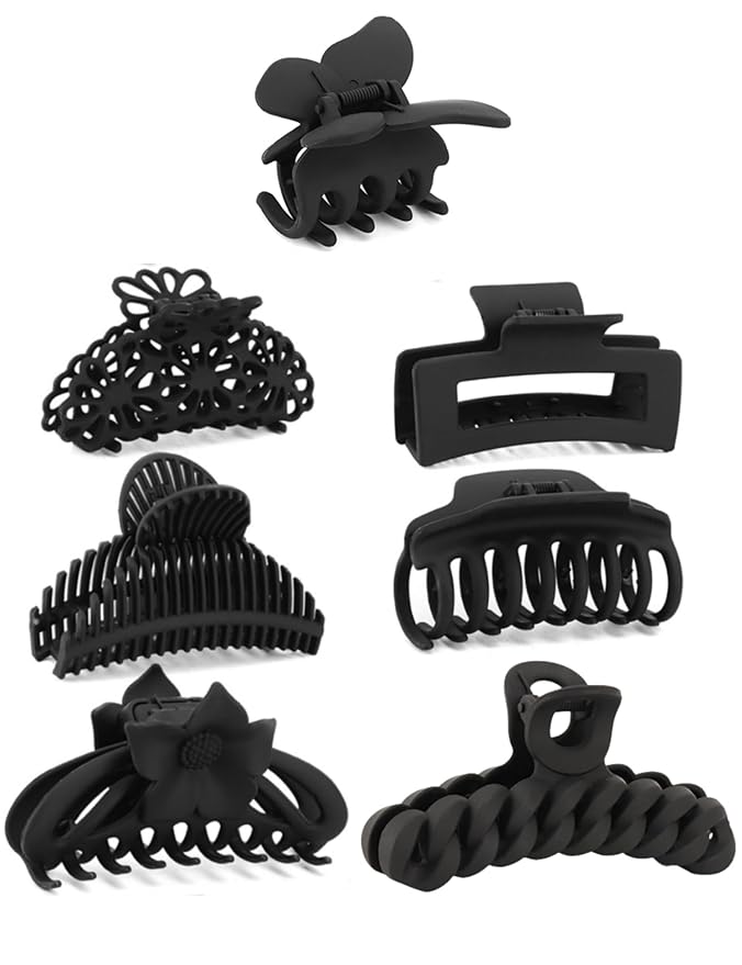 SEVEN LUCKY LIGHT Hair Clips for Women,7 Pcs Different Sizes and Styles Claw Clips,Black Hair Clips for Thick Hair,Thin Hair