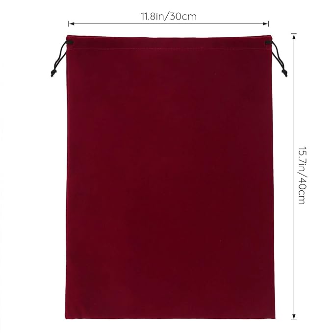 Segbeauty 2pack Hair Dryer Storage Bag, 15.7x11.8 Large Satin Lined Storage Bags, 40x30cm Velvet Drawstring Bags, Velvet Jewelry Pouches Blow Dryer Bag with Drawstring for Hair Tools Hotel Red