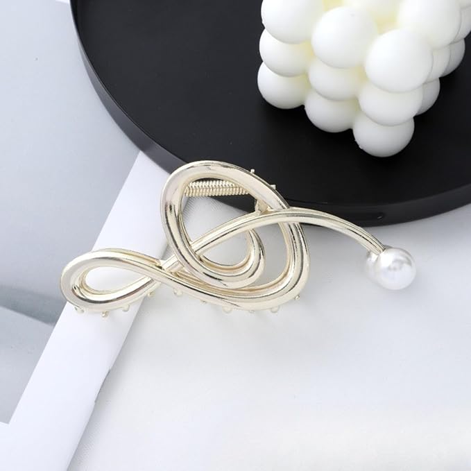 Music Note Hair Clips Large Metal Hair Claw Clip with Pearl Gold Musical Score Hair Claws Strong Hold Nonslip Hair Jaw Clip for Thin Thick Hair Stylish Hair Accessories for Women Girls
