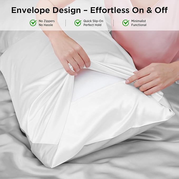Utukky 100% Mulberry Silk Pillowcase 22 Momme - Ultra Premium 6A Grade Silk Pillow Case - Envelope Enclosure - Breathable Cooling Pillow Cover