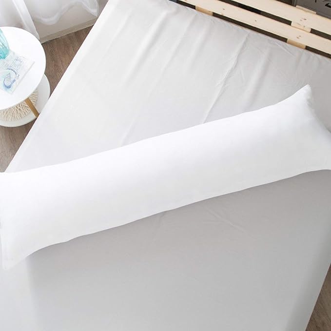 NTBAY Zippered Satin Body Pillow Pillowcase, Silky Slip Cooling Body Pillow Cover, Long Side Hidden Zipper, 20x54 Inches, Pure White