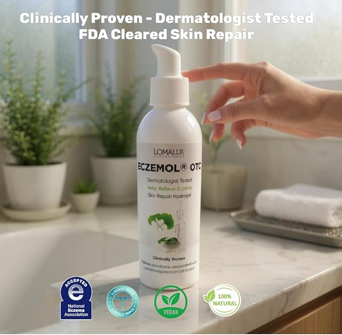 Loma Lux New Eczemol OTC Spray Natural & No Sting Hypochlorous for Eczema, Wounds, Burns, Cuts, Radiation Dermatitis, Skin Irritation, Sunburn, Itchy Skin, for Kids & Adults (8 Fl Oz.)