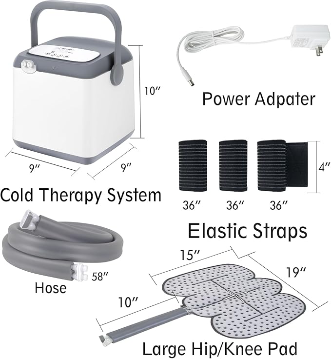 Cold Therapy System, Including an Extra Large Pad, Programable Ice Therapy Machine for Knee or Hip, Post-Surgery Continuous Cryotherapy Cold Pack