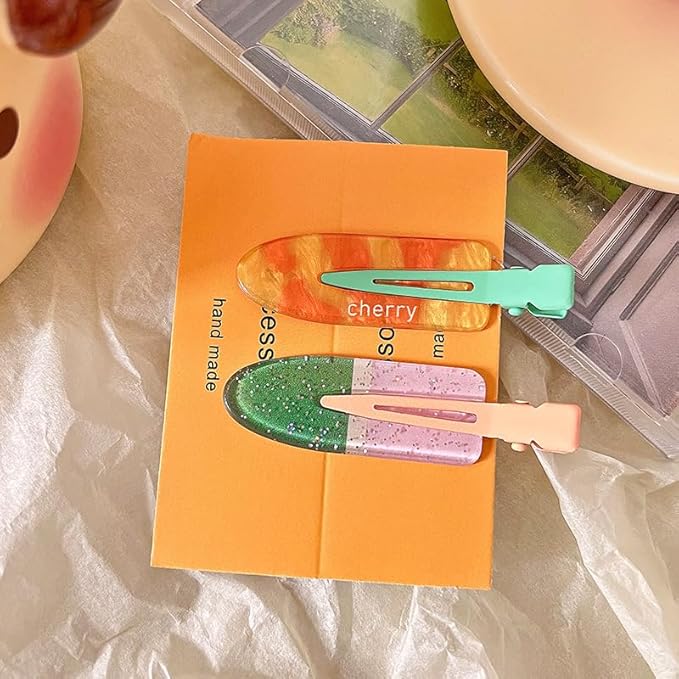 2 Pcs Cute fruit hair clip for Women Girls thick,thin hair.No Bend No Crease Hair Clips for styling sectioning hair barretters fine (Watermelon soda)