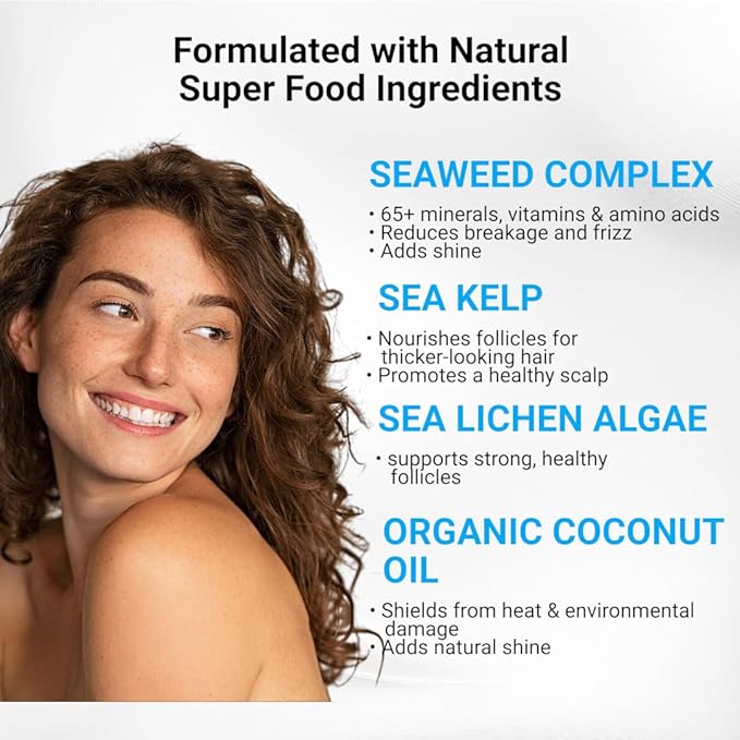 Saltie Daily Hair Detangle Conditioner I Nourish with Sea Weed, Kelp & Algae I Lightweight, detangle, repair split ends, adds shine for radiant hair. (8.5 fl. Oz /250ml)