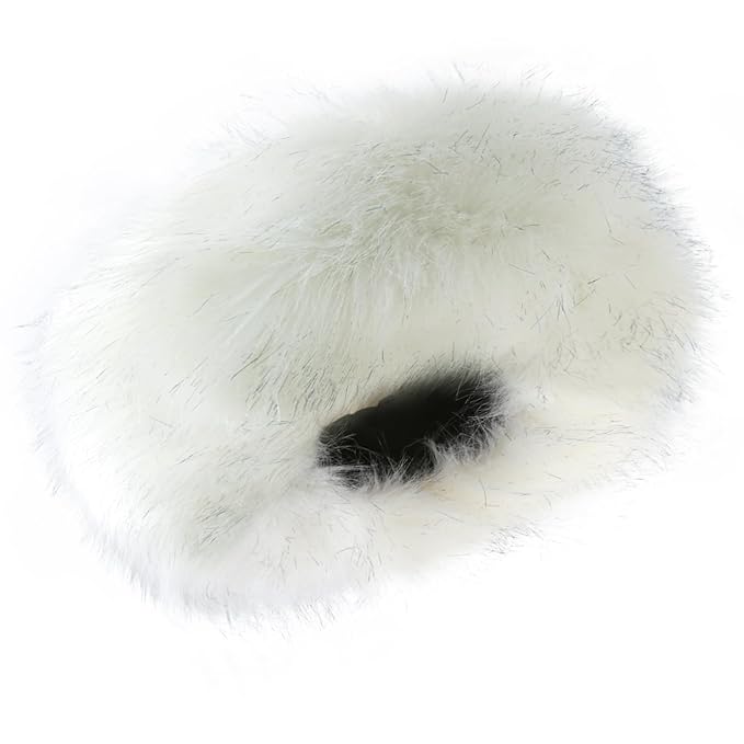 Faux Fur Headband for Women Elastic Fuzzy Thick Earmuffs Winter Headwrap Ear Muffs Furry Ear Warmers Cold Weather (White 2)