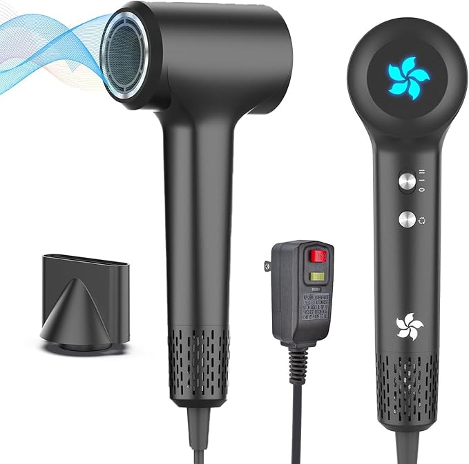 ZPP Hair Dryer, Professional High-Speed Ionic Blow Dryer, 110000 RPM Brushless Motor High Speed Motor for Fast Drying Low Noise Thermo-Control Hairdryer for Travel Women Men