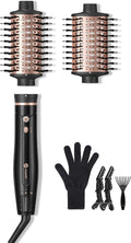 slopehill Hair Dryer Brush Blow Dryer, 6X High Speed Hot Air Blowout Brush with 2 Interchangeable Oval Brushes,1600W & 100000RPM Fast Drying, Straightening,Volumizing&Curling Hair,8 Modes Less Frizzy