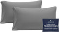 Beckham Hotel Collection Cooling Pillowcases for Hot Sleepers, Standard/Queen Size Set of 2, Cool Bedding, Envelope Closure, Silky Soft, Breathable, Moisture-Wicking, Dark Gray