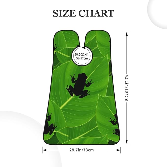 Strong Suction Cup Beard Grooming Bib, Non-Stick Hair Catcher, Waterproof, for Shaving, Green Leaf Frog