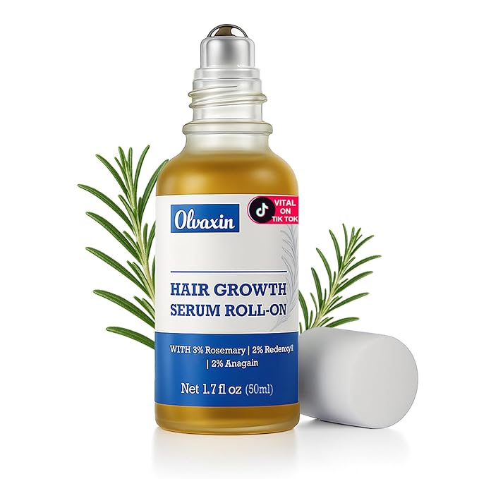 Rosemary Hair Serum Roll-On 50ml with a Botanical Care Complex | No-Rinse, Fast-Absorbing | Fuller Hair for All Hair Types | Non-Greasy Hair & Scalp Care for Men & Women