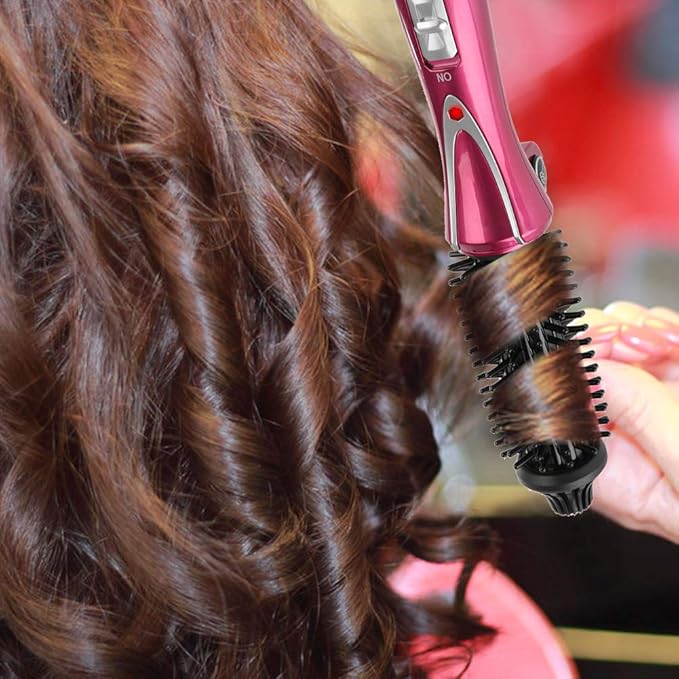 Hair Curler Brush, 30W Foldable Curling Iron Comb Salon Air Paddle Styling Brushes Generator Ceramic Lightweight Hot Air Volumize Hair Brush for Volume and Soft Curls(US)