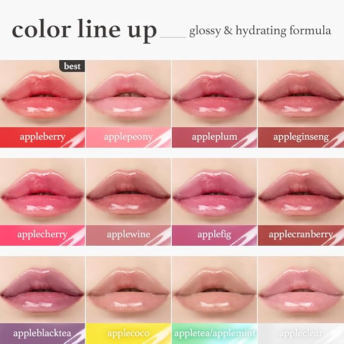NOONI Korean Lip Oil - Appletea | Long-Lasting, Moisturizing, Plumping, Revitalizing for Dry Lips, Waterproof, No Peel Off, Hydrating, Stocking Stuffers, Tween Girls Trendy Stuff, 0.12 FL Oz