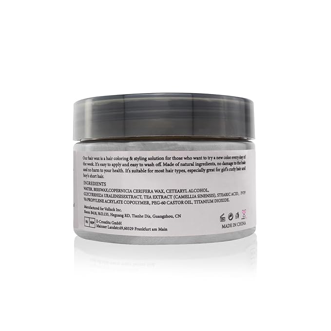 Silver Grey Hair Wax Pomades 4.23 oz - Natural Hair Coloring Wax Material Disposable Hair Styling Clays Ash for Cosplay, Party (Silver Grey)