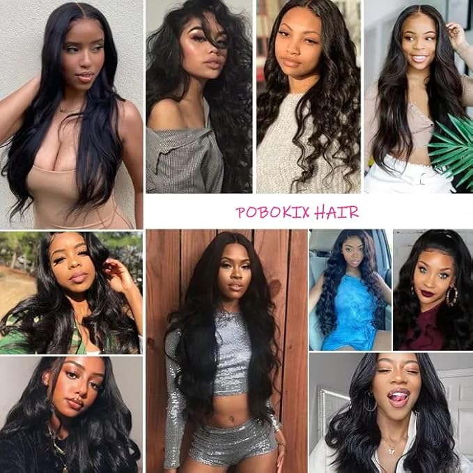 Body Wave Brazilian Clip in Hair Extensions Human Hair 8Pcs Remy Hair Extensions Clip ins for Black Women with 18Clips 120g (24inch, Natural Black)