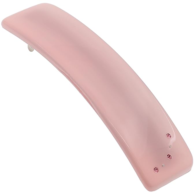 Camila Paris CP3446 French Hair Barrette Clip for Girls, Pink, Rubberized Automatic Clasp Strong Hold Grip Hair Clips for Women, No Slip and Durable Styling Girls Hair Accessories, Made in France