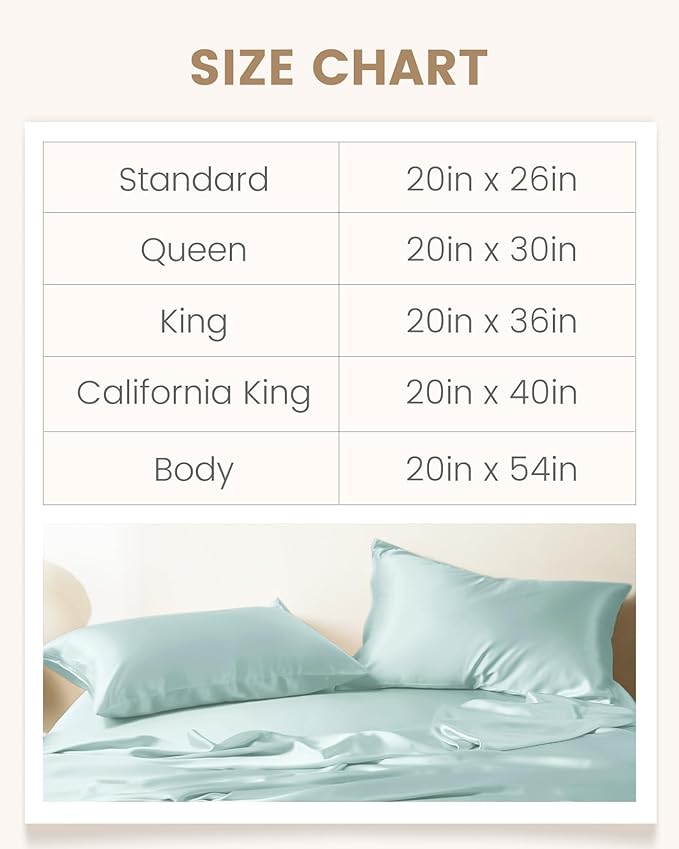 THXSILK Mulberry Silk Pillowcase for Hair and Skin, 100% Mulberry Silk Bed Pillowcase, Hypoallergenic Soft Breathable Silk Pillow Case with Hidden Zipper, King Pillow Case 20"x36", Light Blue