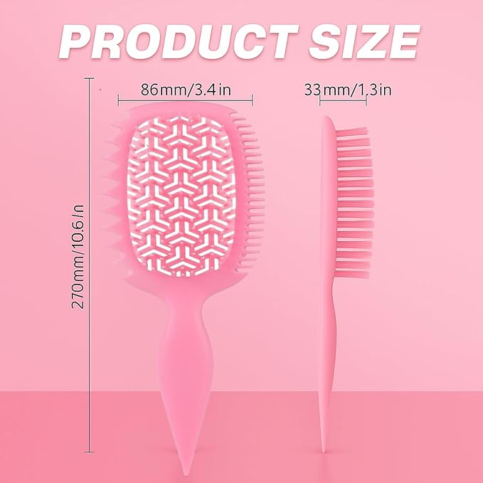 Curl Defining Brush, Vented Curly Hair Brush for Effortlessly Detangling Shaping and Styling, Candy Brush for Wet or Dry Hair Types for Women and Girl, Defining with Side Gear, Reduces Frizz (Pink)