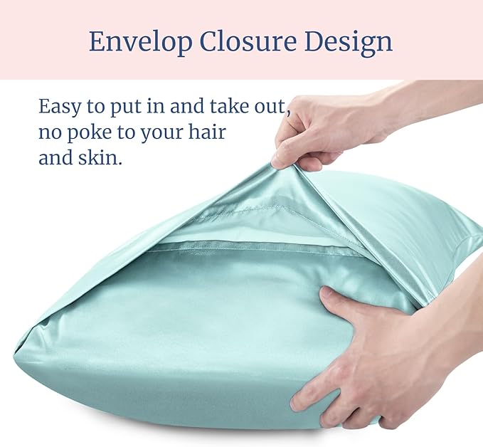 BEDELITE Satin Pillowcase for Hair and Skin, Super Soft and Cooling Similar to Silk Pillow Cases 2 Pack with Envelope Closure, Gift for Women Men(20"x36" King Size, Blue Grey)