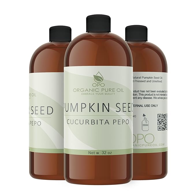 Pumpkin Seed Oil - 32 oz - Pure, Unrefined, All Natural, Non-GMO, Pumpkin Oil Perfect for Hair, Skin, Nails, Body Scalp, Facial Care Moisturizer - Hydrating & Nourishing - Packaging May Vary