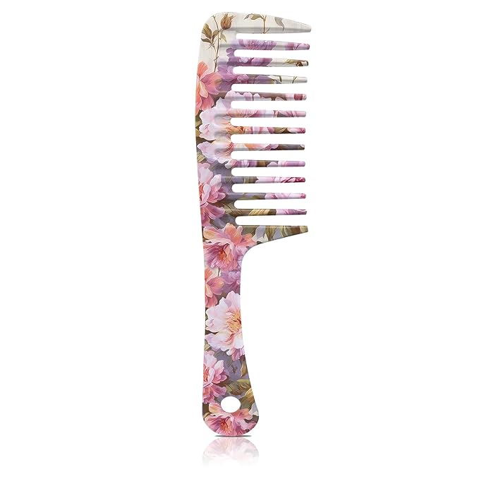 Wide Tooth Comb,Effortless Tangle Removal for Curly, Wet, Long Hair Wet,Cute Aesthetic Design for Women Men and Girls (Purple-01)