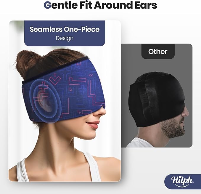 Hilph Adjustable Migraine Relief Cap with Thickened Gel Cold Compress, Headache Relief Cap, Face Cooling Mask Gel Head Wrap for Tension, Stress & Hangover, Soothing Gifts for Women Men Blue