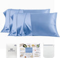 PROMEED 23 Momme Silk Pillowcase 2 Pack for Hair and Skin, 3rd Gen Grade 6A+ 100% Mulberry Silk Pillow Case Set of 2, Cooling Pillow Cases for Hot Sleepers (Standard 20"x26", Light Blue)