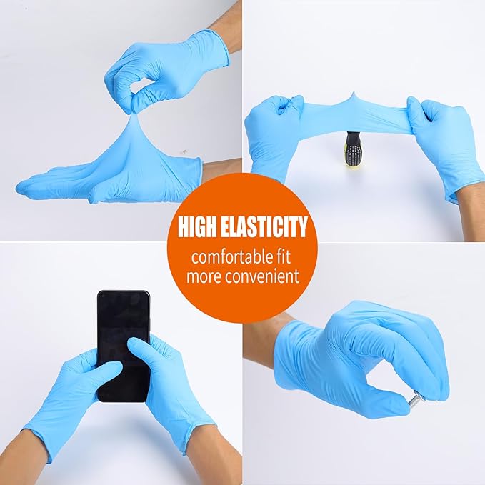 LW Concept Blue Nitrile Gloves,Disposable, Strong, 4mil Cooking Gloves, Latex Free Powder Free