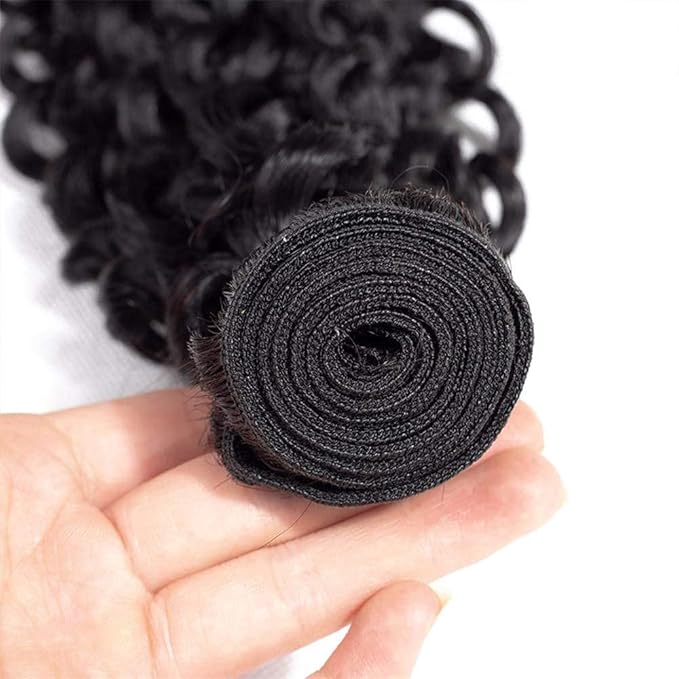 Curly Bundles Human Hair Natural Black Kinky Curly Bundle Niegmeag Brazilian Virgin Soft and Silky Remy Hair 3 Bundles 12 14 16 Inch Double Weft Color 1B Bundle Hair Weave