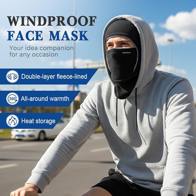 Unisex Windproof and Warm Balaclava, Winter Warm Neck Mask Ear Covering Balaclava Hat for Skiing,Motorcycle