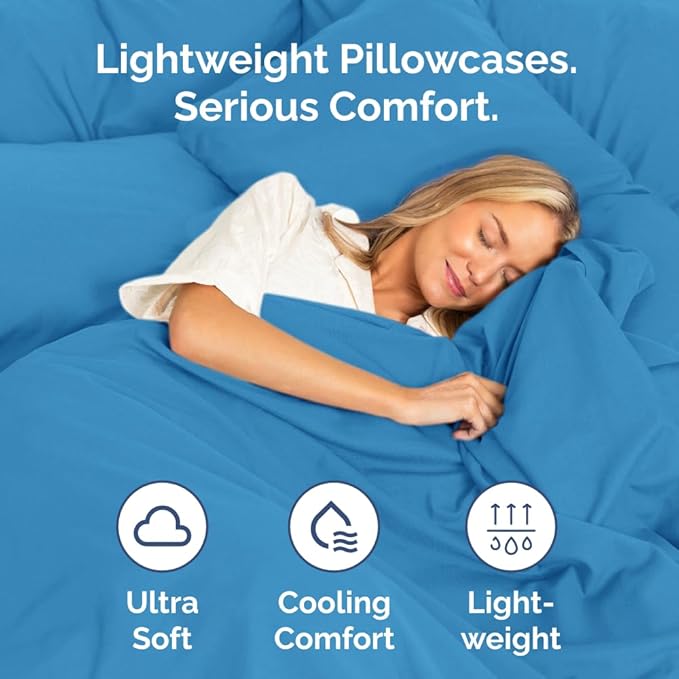 King Pillow Cases - 4 Pack - Super Soft Pillowcase Covers - Envelope Enclosure - Hotel Quality Pillow Protectors - Wrinkle Free, Shrink & Stain Resistant - Machine Washable - 20" x 40" (Denim Blue)