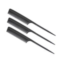 3-Piece Hair Comb Set: Fine Tooth, Root & Teasing Comb for Men & Women - Barbers Styling Tool (Black)