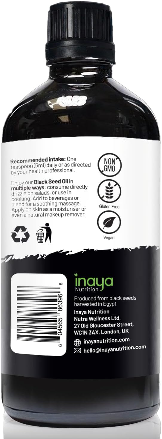 Nigella Sativa Black Seed Oil – Pure Cold-Pressed with 2% Thymoquinone | Egyptian Sourced | Nutrient-Rich for Overall Wellness, Hair & Skin Care | 30 Servings in Glass Bottle