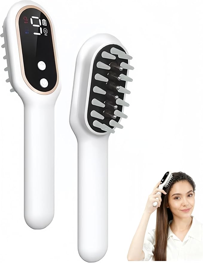 Head Brush Massage, Red & Blue Light Scalp Massager Brush for Hair & Scalp Care, Automatic Vibrating Head Massager with Multiple Modes, Gentle Comb for Home Relaxation & Daily Grooming