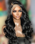 Synthetic Lace Front Wigs Pre Plucked 13x4 HD Lace Black Wigs For Black Women 26 Inch Long Wavy 100% Futura Premium Wig Ready to Wear Beginner Friendly Daily Party Use
