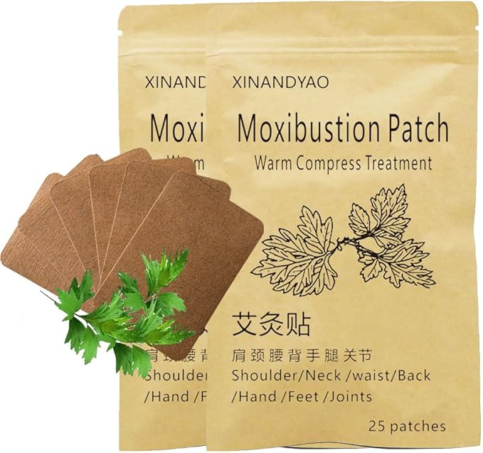50 Patches Moxibustion Herbal Warming Patch – Mugwort Self-Heating Pads, Comfort for Back, Neck, Shoulder, Knee & Joints, Traditional Chinese Inspired (12 * 8cm)