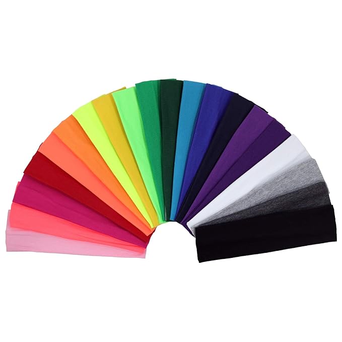 Kenz Laurenz Soft and Stretchy Elastic Cotton Headbands, Pack of 12, Purple
