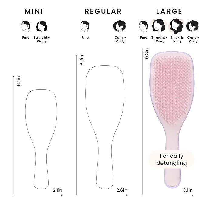 Tangle Teezer Ultimate Detangler Hairbrush for Wet & Dry Hair, Eliminates Knots & Reduces Breakage for Long, Thick, & Curly Hair Types, Large, Pink & Purple