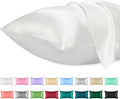 Lirex Satin Pillowcase for Hair and Skin, Super Soft and Cooling Similar to Silk, 2 Pack Standard Size 20"X 26" Pillow Cases with Envelope Closure, Gifts for Women Men, White