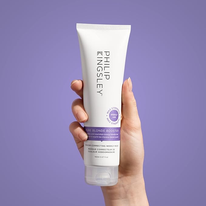 PHILIP KINGSLEY Pure Blonde Booster Purple Mask for Blonde Platinum Silver Gray Bleached Brassy Hair Weekly Toner for Orange Brassiness and Yellow Tones, 5.07 oz
