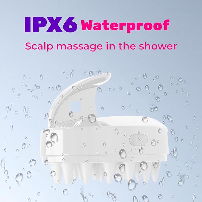 Hair Scalp Massager -Sonic Scalp Scrubber with Soft Silicone Bristles for Hair Growth & Dandruff Removal, IPX6 Waterproof Hair Shampoo Brush for Scalp Exfoliator (White)