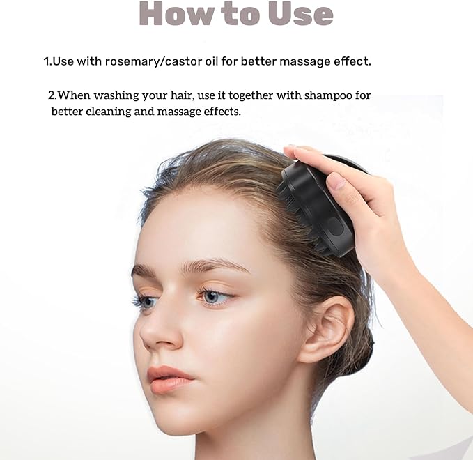 Hair Scalp Massager -Sonic Scalp Scrubber with Soft Silicone Bristles for Hair Growth & Dandruff Removal, IPX6 Waterproof Hair Shampoo Brush for Scalp Exfoliator (White)